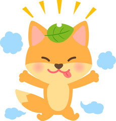頭に葉っぱを乗せたキツネのキャラクター
