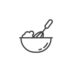 Cooking process line icon. Beating with hand mixer linear style sign for mobile concept and web design. Whisk mixing dough outline vector icon. Symbol, logo illustration. Vector graphics