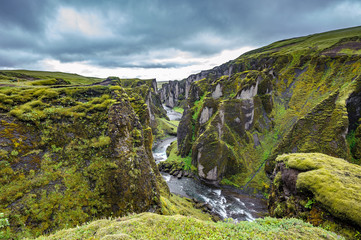 Fjadrargljufur Canyon in south east of Iceland
