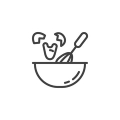 Whisking egg line icon. Cooking instructions linear style sign for mobile concept and web design. Beating eggs outline vector icon. Symbol, logo illustration. Vector graphics