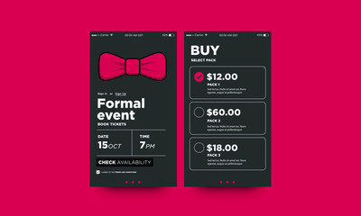 Formal Event with Bow Tie UX and UI For Phone Screen © Akshar