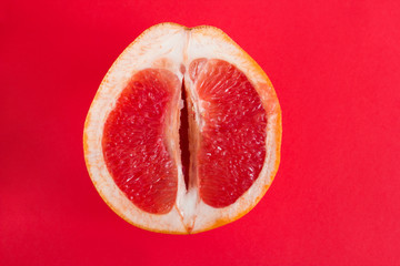 top view half of fresh ripe grapefruit