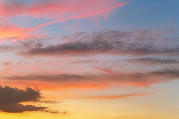 The sky in the evening With stunning clouds and sunlight