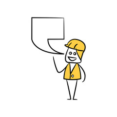 engineer with speech bubble yellow stick figure theme
