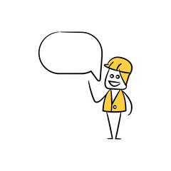engineer with speech bubble yellow stick figure theme