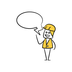engineer with speech bubble yellow stick figure theme