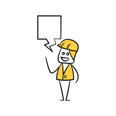 engineer with speech bubble yellow stick figure theme