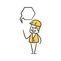 engineer with speech bubble yellow stick figure theme