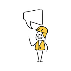 engineer with speech bubble yellow stick figure theme
