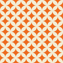 Geometrical shape ecru white retro pattern on orange background vector illustration