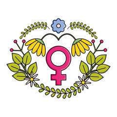 female gender symbol with flowers pop art style