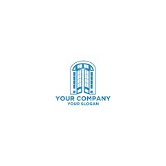 Classic French Door Glass Logo Design Vector