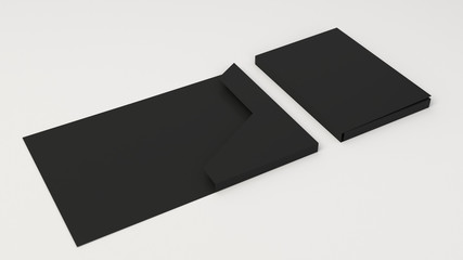 Mockup of blank black cardboard folder