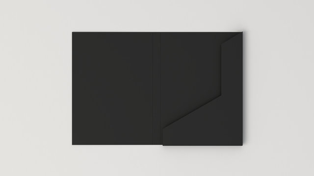 Mockup Of Blank Black Cardboard Folder