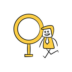 businessman and blank signage or signpost yellow stick figure theme