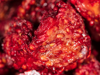 Red dried strawberries as background