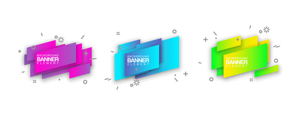 geometric colorful abstract shapes set badges background for banner web, app, poster. Trendy minimal modern design isolated white background. Abstract geometric shapes, lines patterns composition set.