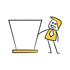 Fototapeta premium businessman and blank signage or signpost yellow stick figure theme