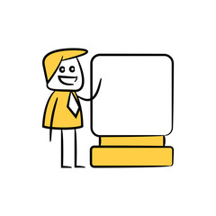businessman and blank signage or signpost yellow stick figure theme