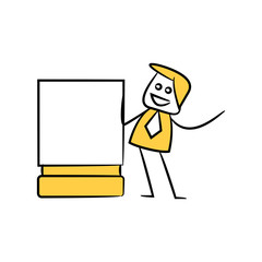 businessman and blank signage or signpost yellow stick figure theme