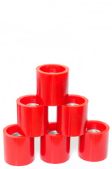 Wheel conveyor polyurethane piece of work for industry.