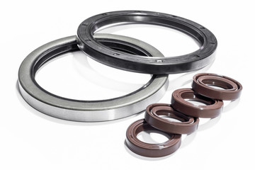 Oil seals edge steel for Industrial and objects in industry on white background.