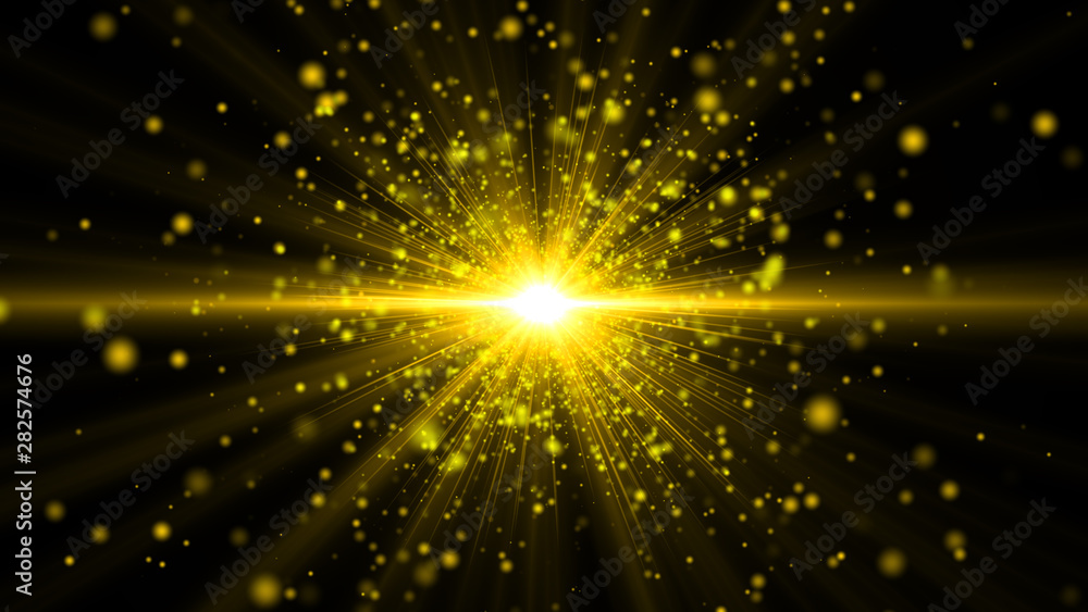 Poster glowing abstract sun burst with digital lens flare.can your adjust the color of the light rays using