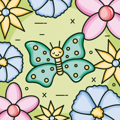 cute butterfly insect kawaii character