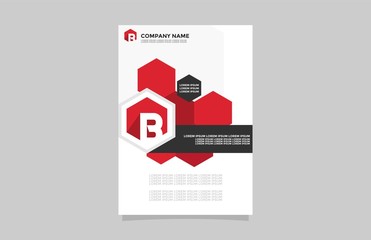 Polygon red modern business brochure templates