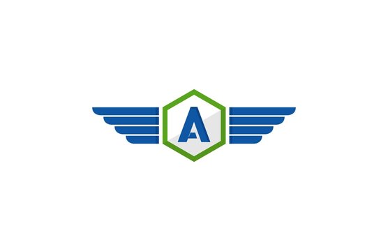 Initial Letter A Hexagon Wings Vector Logo
