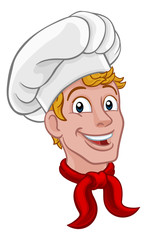 A chef cook or baker happy handsome cartoon character mascot