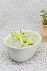 A light delicate sauce for meat and other dishes with zucchini and mushrooms.