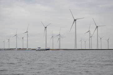 éoliennes  sur l’Escaut en Zélande au pays-bas 