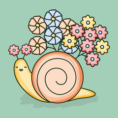 cute little snail kawaii character