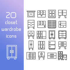 closet and wardrobe icons 