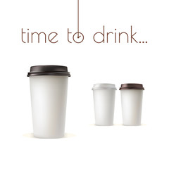 Stylish cups mockup. Vector templates for a design.