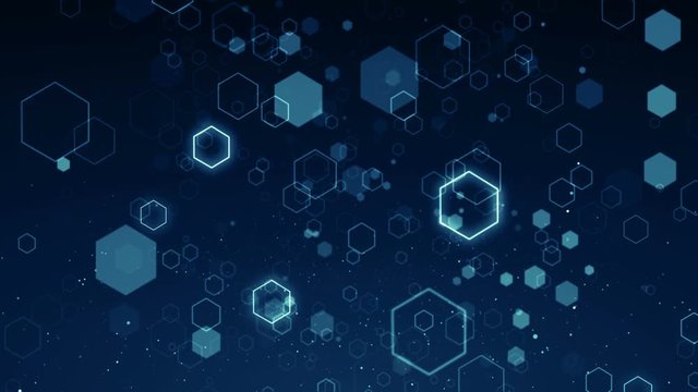 Hex particles medical grid hexagon pattern technology background loop