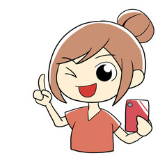 スマートフォンを持つ女性