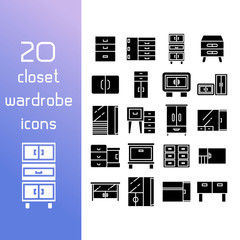 closet and wardrobe icons set