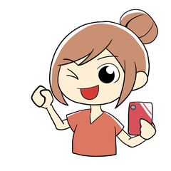 スマートフォンを持つ女性