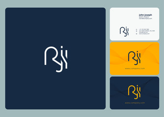 Letters R J I joint logo icon with business card vector template.