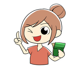 通帳を持つ女性