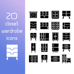 closet and wardrobe icons set