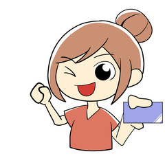 ポイントカードを持つ女性