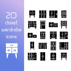 closet and wardrobe icons set