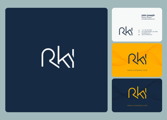 Letters R K I joint logo icon with business card vector template.
