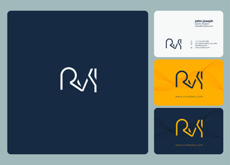 Letters R V I joint logo icon with business card vector template.