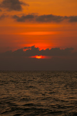 Beautiful sunset and sea wave