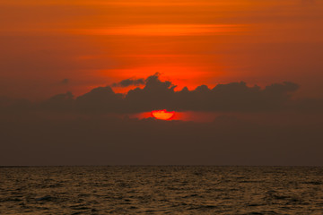 Beautiful sunset and sea wave