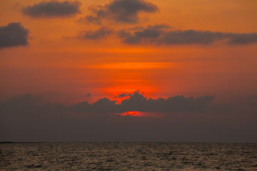 Beautiful sunset and sea wave